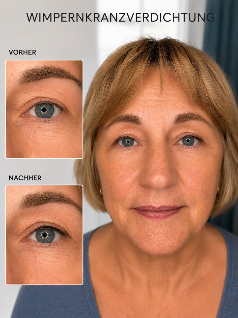 Dezente Wimpernkranzverdichtung mit Permanent Make-up